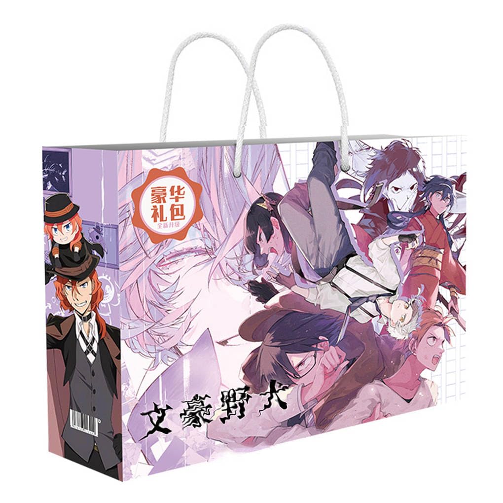 JUSONGKWCP 18 Bungo Strays Dogs Lucky Bag Decor | Anime Figure Acrylic Stand, Stickers, Cards, Bracelet, Curriculum, Poster, Badges, Bookmark | Bungo Strays Dogs Merch Box Set (Multicolore-2)