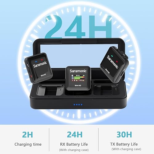 Miniatura 6 de Saramonic Blink M2 - Micrófono inalámbrico Lavalier para cámaras, grabación integrada, rango de 656 pies, duración de la batería de 12 horas,