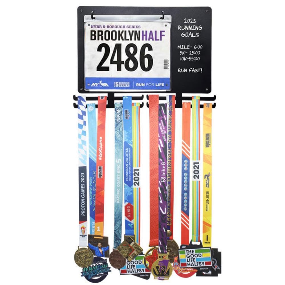 OKYUK Présentoir pour médailles de coureur, porte-médailles de marathon, support de médailles de course pour athlètes, support pour dossards et photos