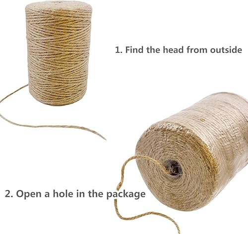Miniatura 11 de PerkHomy - Cuerda de yute de 0.157 in de 120 pies de cuerda trenzada resistente y gruesa para rascador de gatos, poste rascador de árboles, 0.157 in