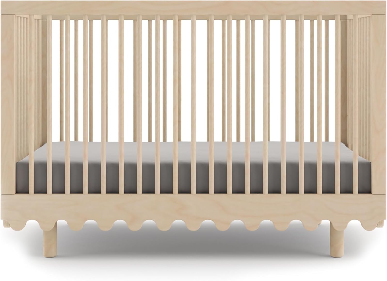 OEUF Moss Crib – Wave Motif Design | Convertible Modern Crib with Adjustable Mattress Heights | Solid Birch & Baltic Birch Plywood | GREENGUARD Gold Certified | Made in Europe
