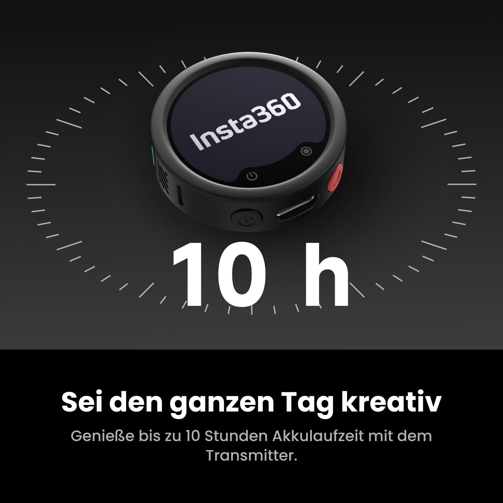 Insta360 Mic Pro Transmitter Graphitschwarz, kabelloses Mini-Lavaliermikrofon für iPhone/Kamera/Android, Videoaufnahme, anpassbares E-Ink-Display, 3-Mikrofon-Array, interne 32-Bit-Float-Aufnahme