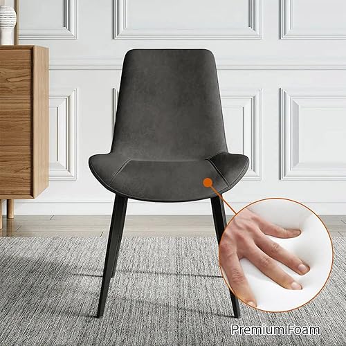 Miniatura 6 de Juego de 4 sillas de comedor con cojín de poliuretano, patas de metal modernas de mediados de siglo, para sillas de cocina y comedor, sillas cómodas