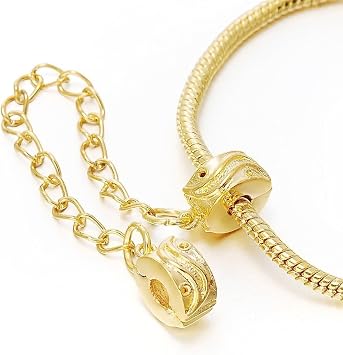 RUBYCA 10pcs Gold Color Clip Lock Double Stopper Chain Clasp Beads fit European Charm Bracelet 078