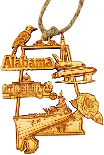 Miniatura 1 de Westmon Works Adorno de madera para árbol de Navidad de Alabama, hecho a mano en los Estados Unidos