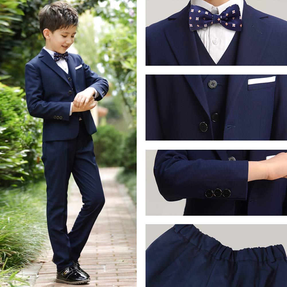 Tuta per bambini e ragazzi, set di vestiti per la scuola, giacca da smoking con giacca da uomo + camicia bianca + pantaloni + papillon, 4 pezzi, per matrimoni, feste, compleanni, feste di compleanno