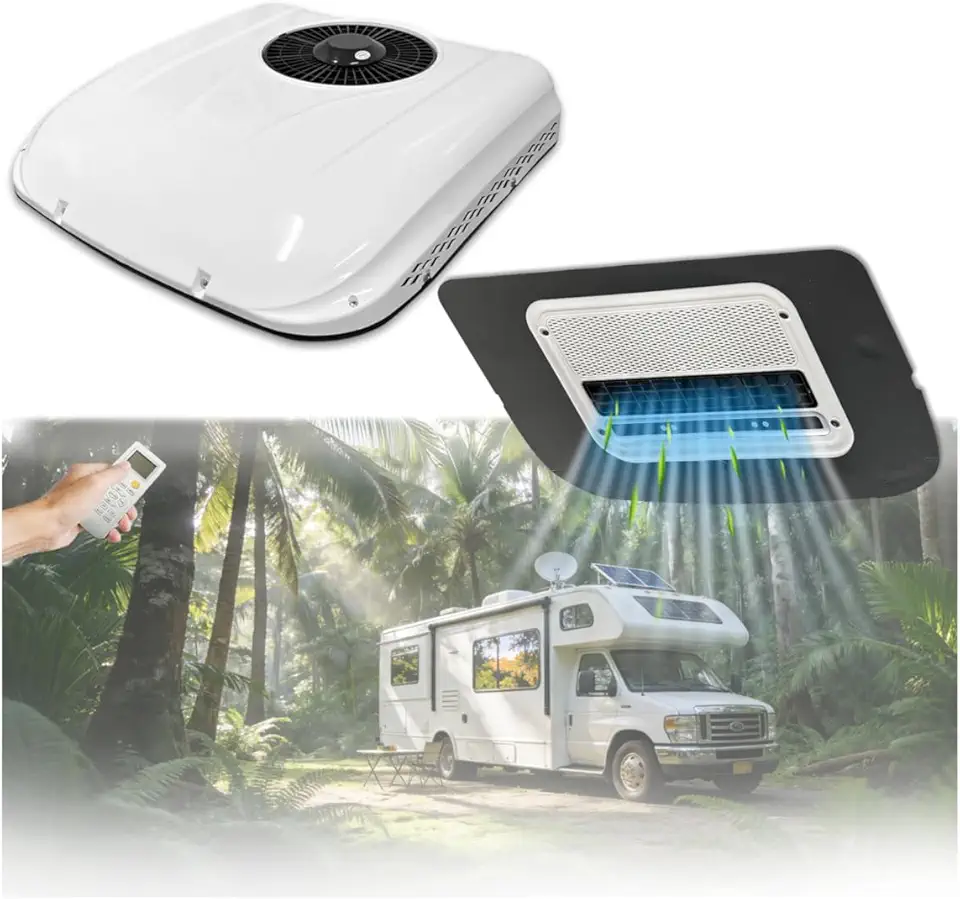 Ar-condicionado de Techo para Autocaravana e Veículo de Camping de 12V e 8000 BTU, Fácil de Instalar, Ideal para Motorhomes, Caminhões, Autocaravanas de Camping, Furgonetas Autocaravanas, Remolques