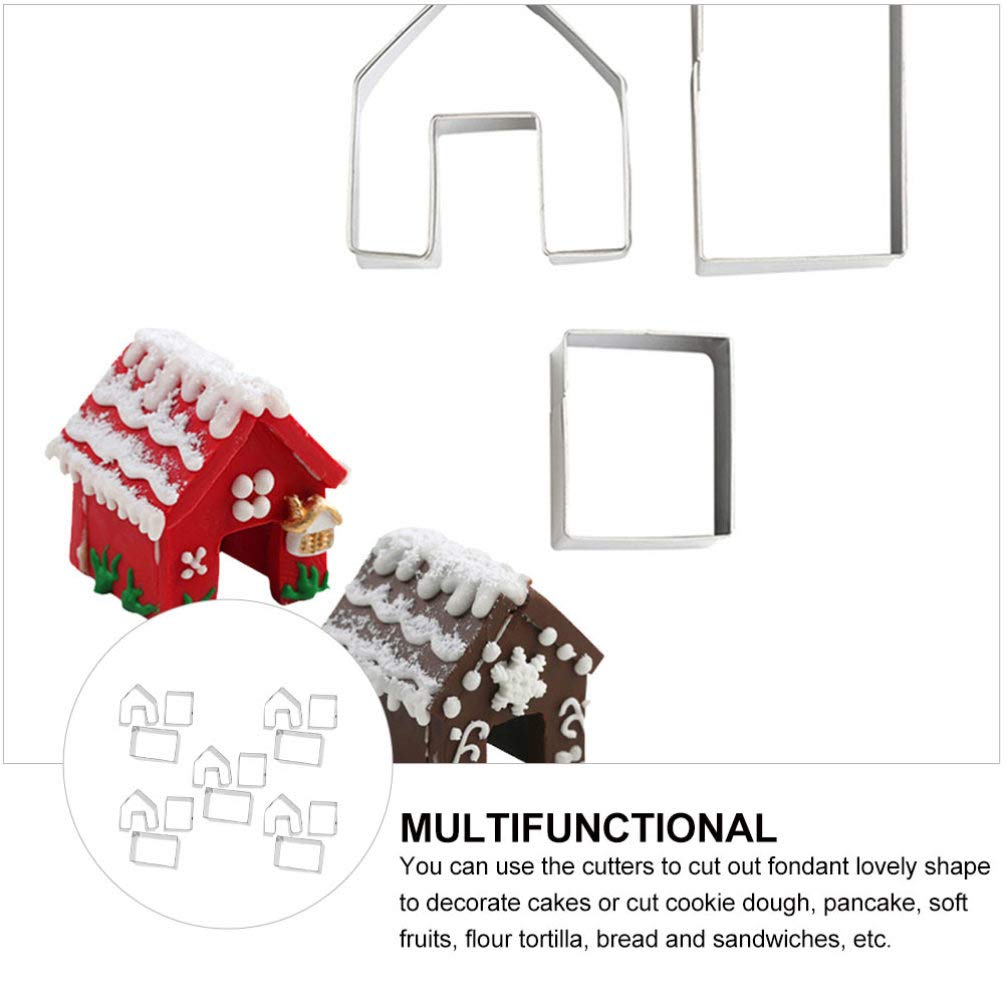 NUOBESTY 5 Molde De La Casa Carrito Helados Juguete Cortadores De Forma Navideña Casa De Jengibre Cortador De Galletas Aceitera y Vinagrera Acero Inoxidable Pastel Árbol De Navidad 3d