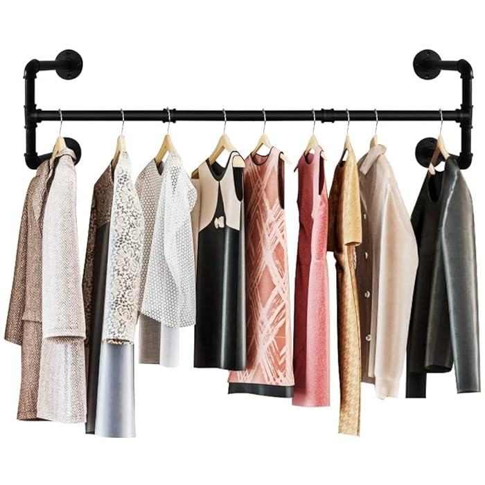Buy Urban Deco Industrial Pipe Clothes Rack 44.1” Inches Wall Mounted Clothes Rail For Bedroom
