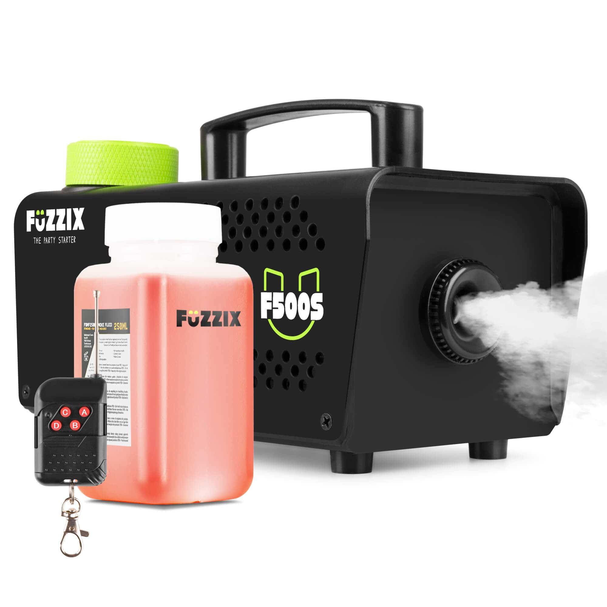Fuzzix F500S Machine à Fumée 500 Watts avec 250 mL de Liquide - Facile à Transporter, Puissante et Compacte, Niveau de Réservoir, Idéal pour les Anniversaires, Soirées Halloween
