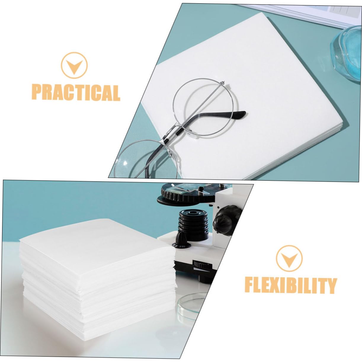 GLEAVI Toallitas sin Pelusa de Celulosa Absorbentes 6x6 Pulgadas Secas y Multiusos, Paquete de 300 Unidades (2 Paquetes para Limpieza de Lentes y Equipos de Laboratorio
