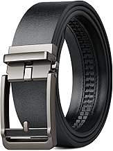 Men's Genuine Leather Belt, No Holes, Ratchet Type, Stepless Adjustment, Auto-Lock Type, For Business/Suits, Men's, Premium Leather, 1.4 inches (35 mm) Width