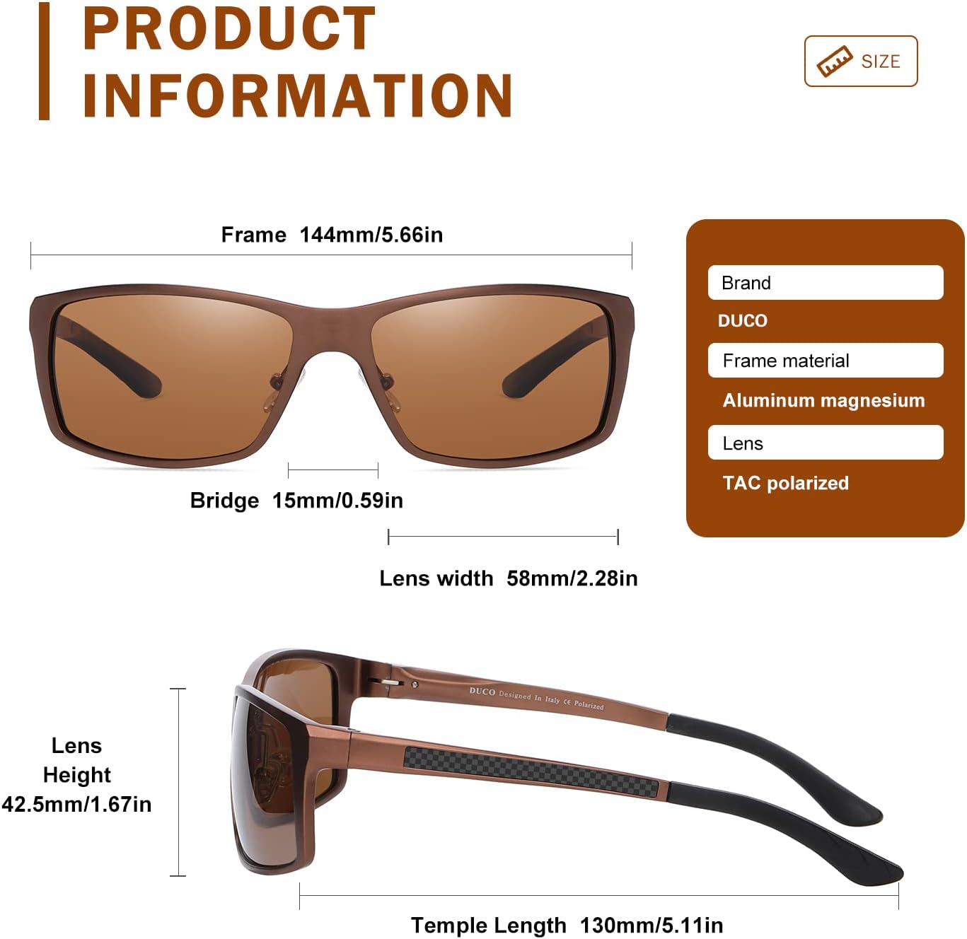 DUCO Sunglasses Men Polarized Sports Sunglasses for Driving Golfing Fishing Shades UV400 Protection 8202