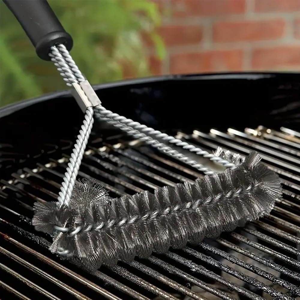Brosse de Nettoyage pour Barbecue en Acier Inoxydable 45.5cm avec Grattoir Intégré Nettoyage 360°