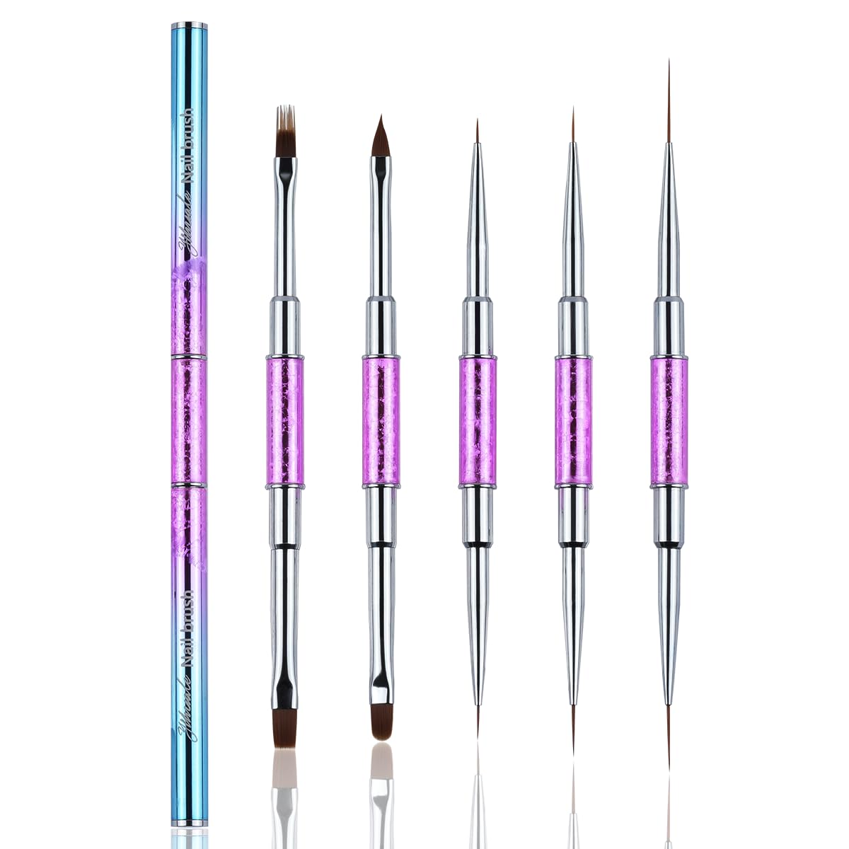 Sponsored Ad – Nail Art Brushes Nail Design Brushes Set Double-Ended 5pcs Gradient Nail Brushes for Nail Art Tools Nail Liner Brush 3D Nail Art Decorations for Acrylic Application Salon at Home DIY