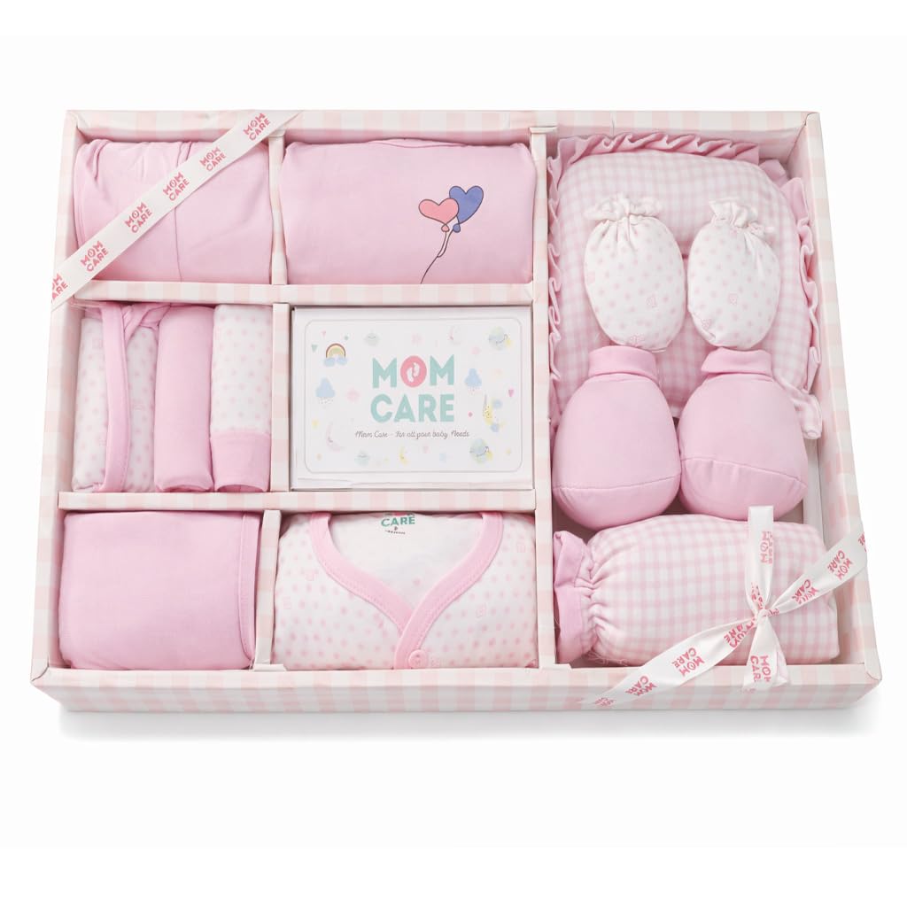 MOM CARE Newborn Gift Set Has All Born Baby Items for Both Newly Born Baby Boy or Girl for or Girls Unisex 12pcs Set Pink-image-41
