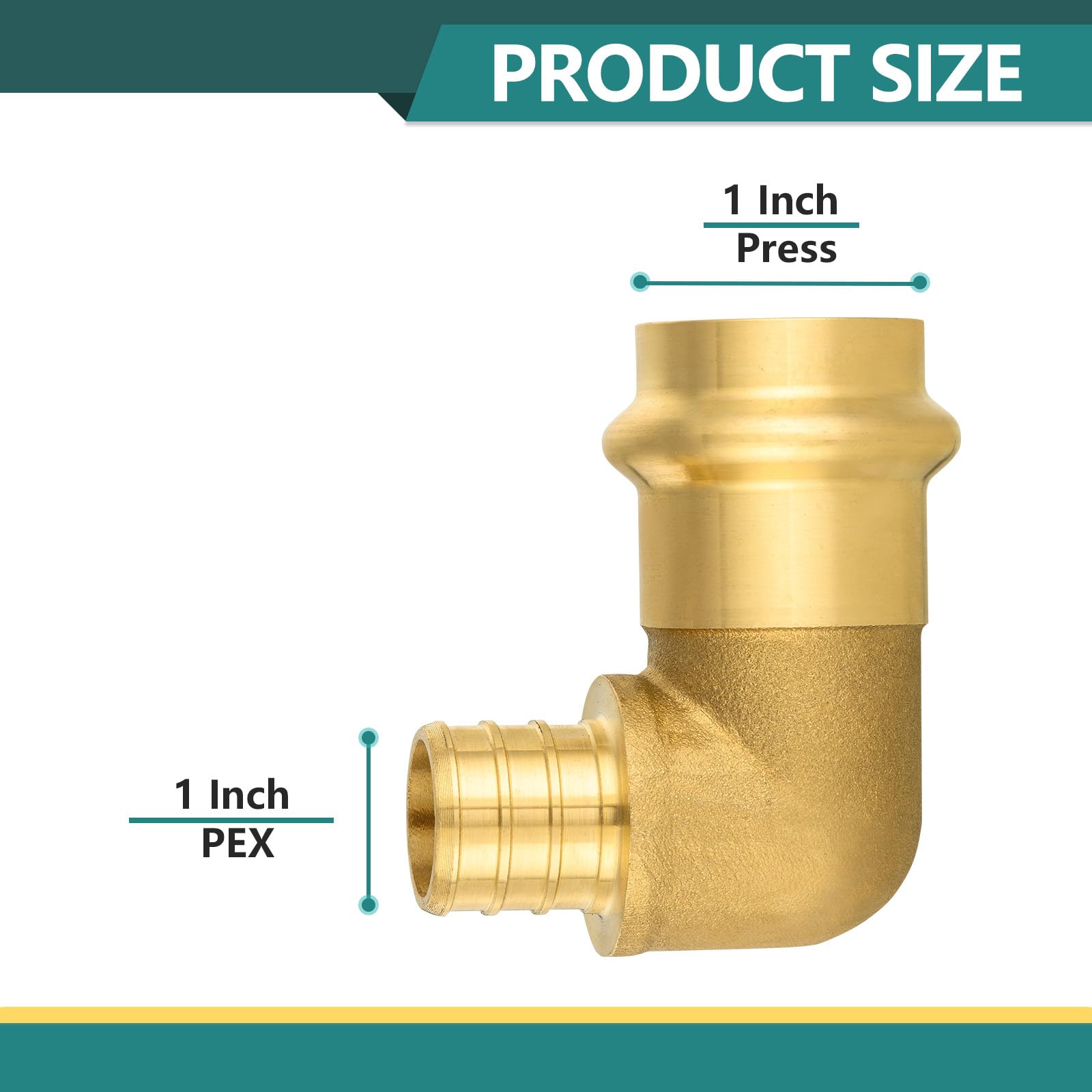 Paquete de 5 prensas de 1 pulgada x 1 pulgada de codo de crimpado, conexión de codo de latón para tubos de cobre y Pex