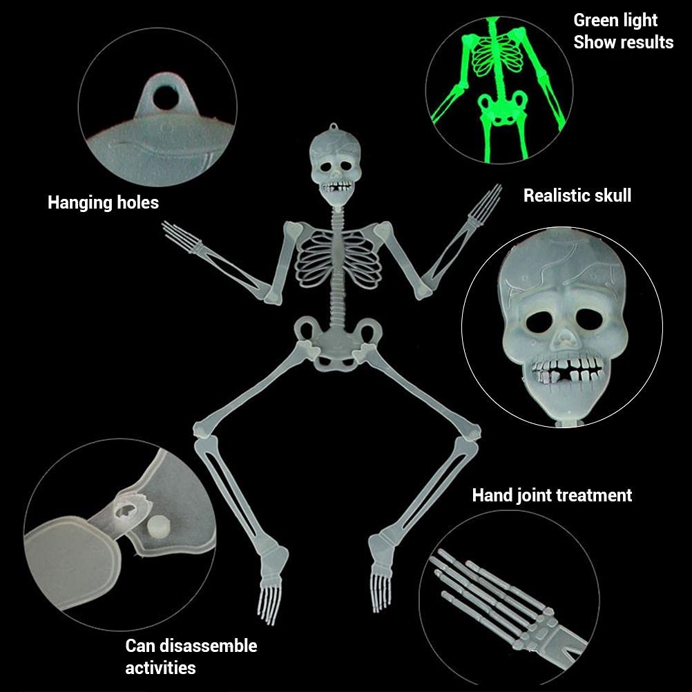 Esqueleto de Halloween, Cuerpo de Esqueleto de Halloween Que Brilla en la Oscuridad Cuerpo de Esqueleto de Halloween Aterrador para la Mejor decoración de Halloween Little Surprise