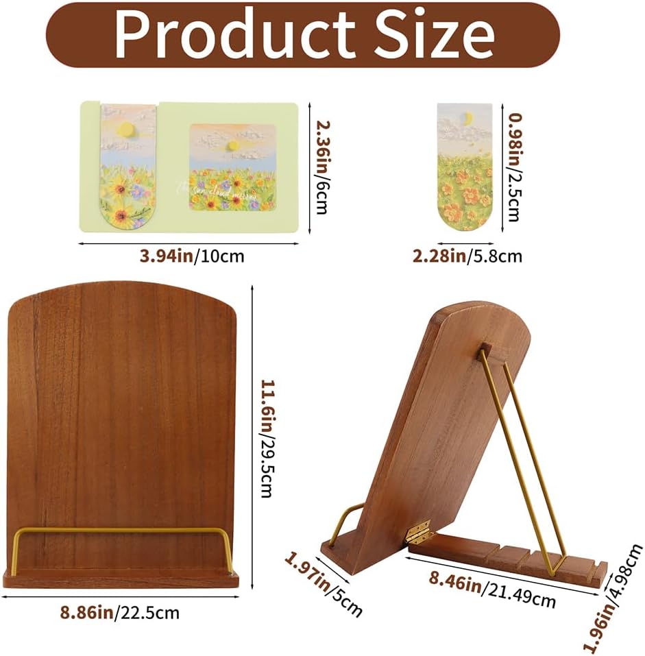 11.6" x 8.9" Cookbook Stand, 4‑Angle Adjustable Recipe Book Holder