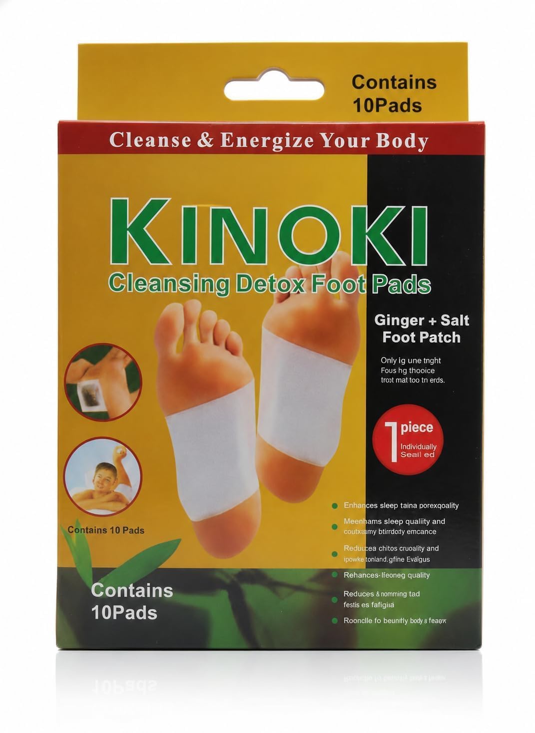 Detox Foot Patches with Ginger & Salt for Overnight Foot Care, Herbal Foot Pads for Relaxation, Refreshing Foot Patch for Daily Wellness, Individually Sealed, Pack of 10 Pads-image-43