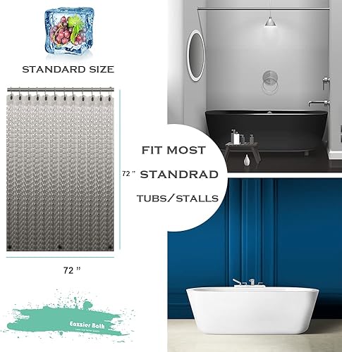 Miniatura 7 de Eazzier Bath Cortina de ducha de plástico gris cristal 3D, 72 x 72 pulgadas, fino y ligero cubo de hielo de plástico para baño, ducha, sala de