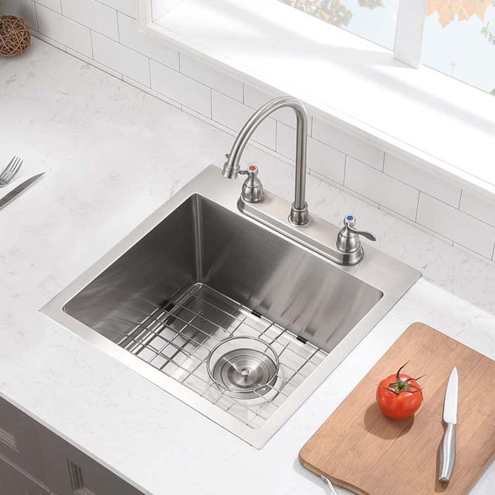 Logmey 18 Inch Drop In Bar Sink 18x18 16 Gauge Stainless Steel - View #6