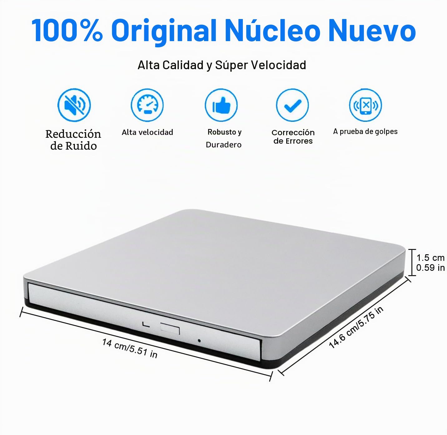Unidad Externa USB-C SuperDrive DVD CD Lector/grabadora portátil para Apple-MacBook Air/Pro/iMac/Mini/MacBook Pro/ASUS/DELL/Laptop con Puerto USB-C Plug and Play