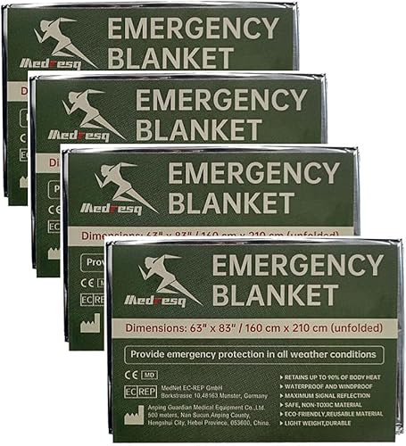 Miniatura 1 de Medresq Manta de emergencia, manta de emergencia portátil, equipo de supervivencia, saco de dormir térmico de emergencia Bivvy para campamento,
