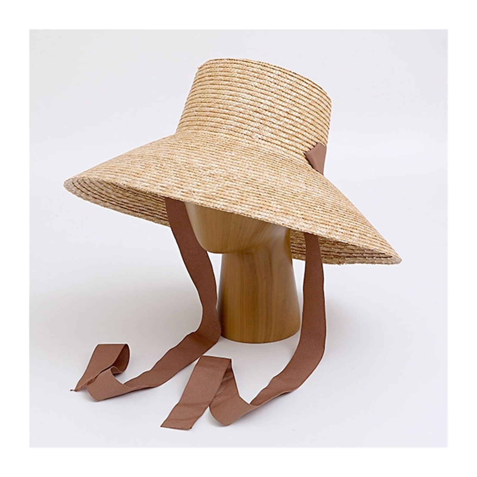 Damen-Sonnenhut aus Stroh mit breiter Krempe, Kinnriemen, Strand, Reisen