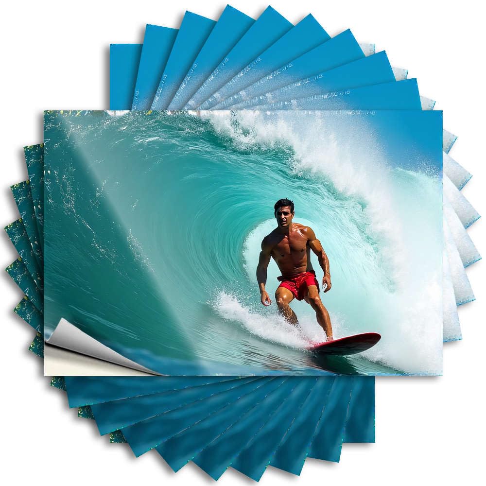 Fzfn Men's Colour Metal, Tattoo Case A Surfer Rides Inside A Wave. | Man Man Cave Decor(6X9cm)