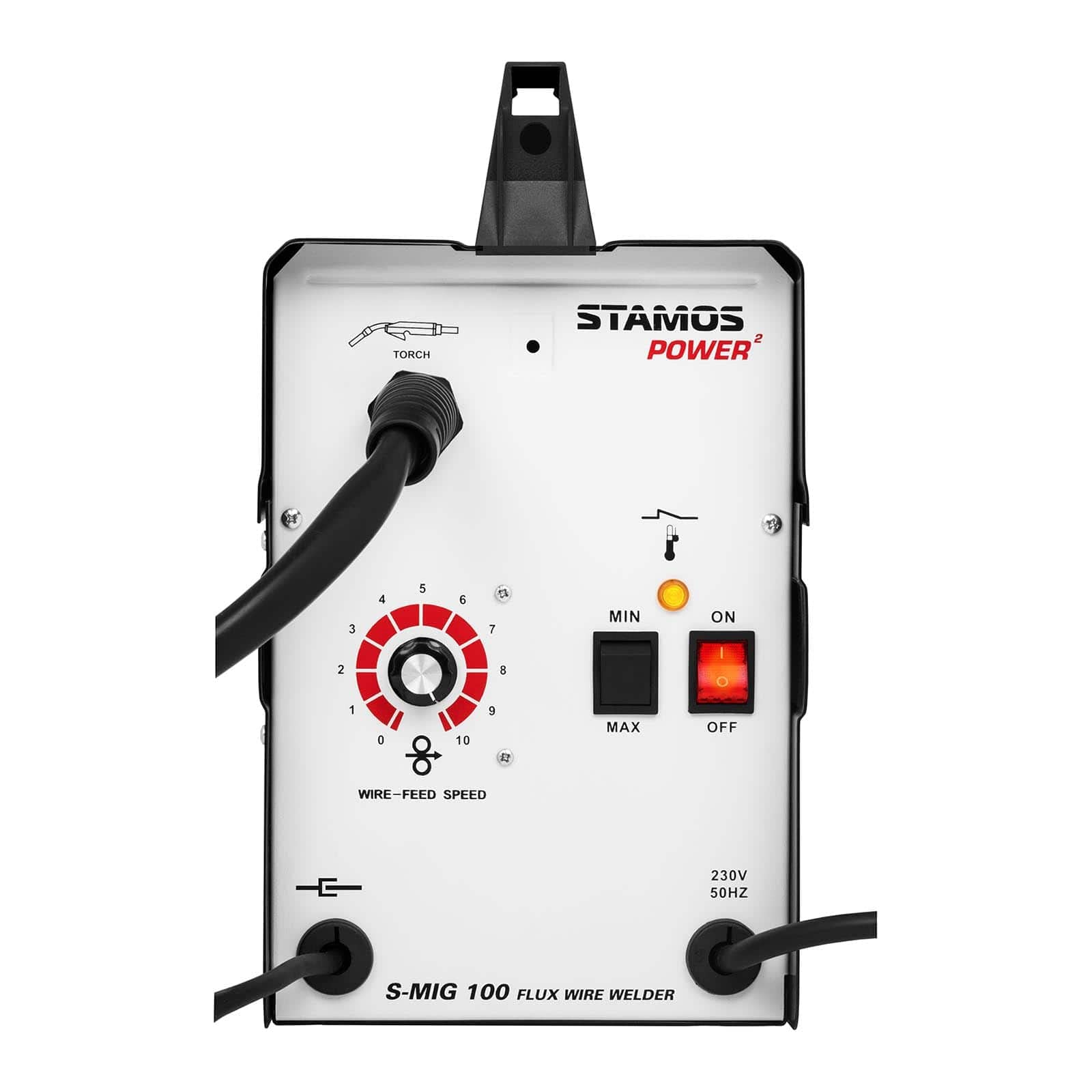 Stamos Poste  Souder MIG/MAG sans gaz S-MIG 100 (FCAW, 230V/50Hz, courant  de soudage rglable jusqu' 90A, protection contre les surcharges, 1 bobine  de fil fourr) : Amazon.fr: Bricolage