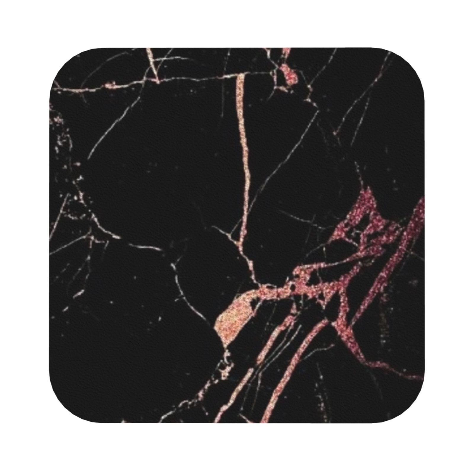 Black rose gold Marble PU Leather Coasters Set of 6 Square Drink Coasters