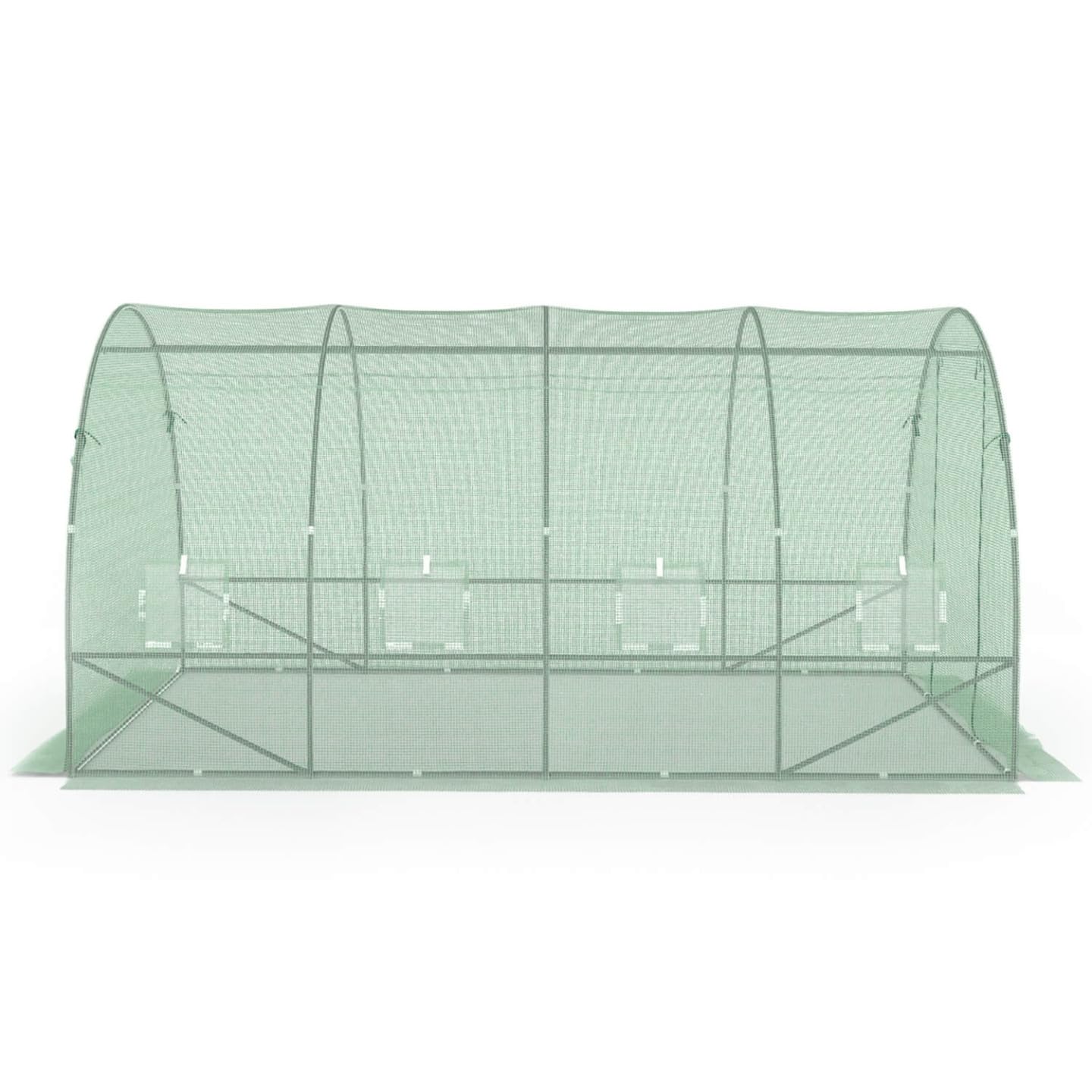 IDMarket - Serra da giardino a tunnel da 12 m², 4 x 3 x 2 m, in acciaio zincato + telo anti-UV con porta e finestre ZEBRA verde