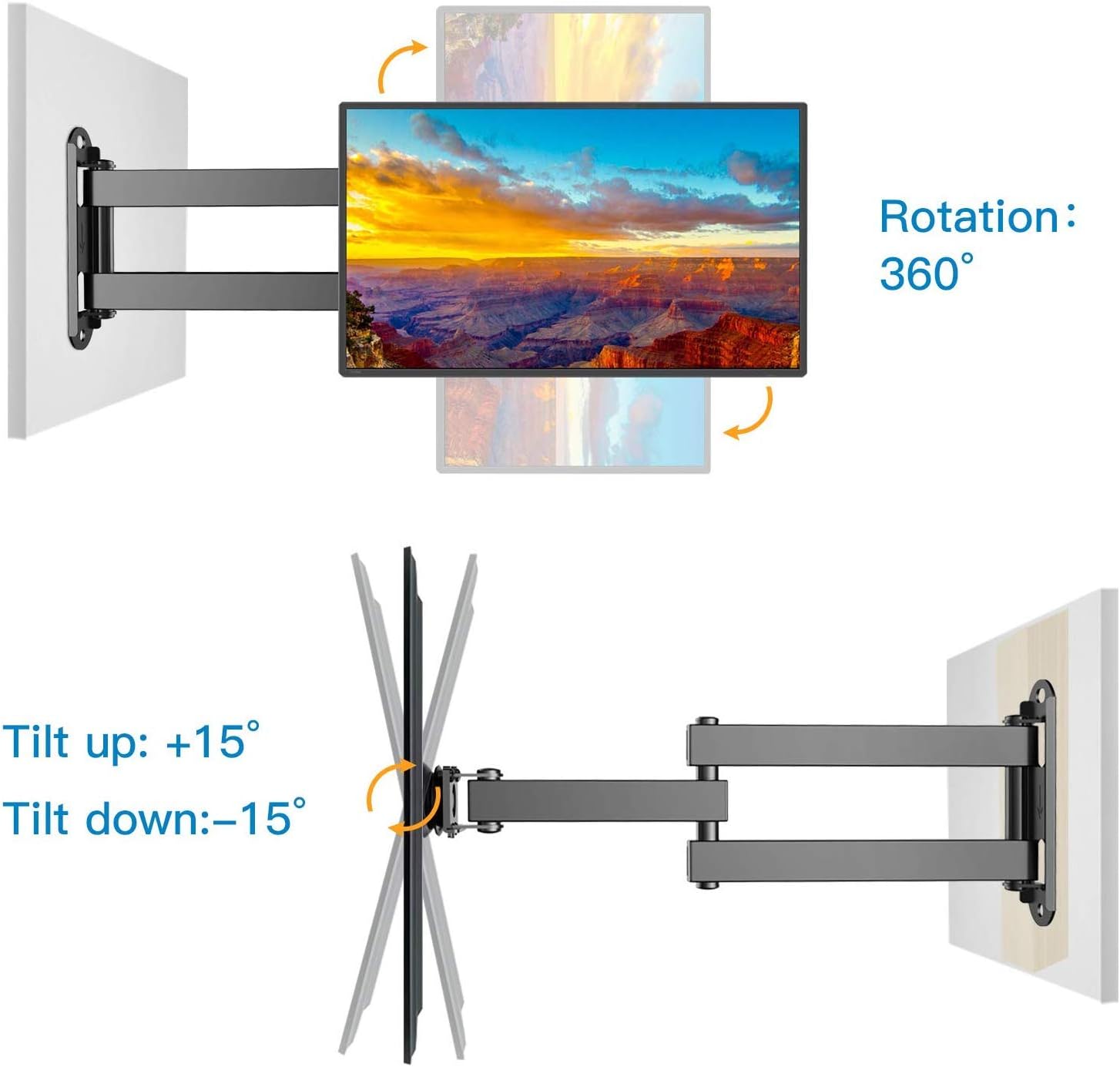 PERLESMITH Full Motion TV Wall Mount for Most 10-30 Inch TVs & Monitors - Wall Mount TV Bracket with Swivel & Extends 17 Inch - TV Mount Fits LED, LCD, OLED Flat Screen TVs up to 44lbs VESA 100X100