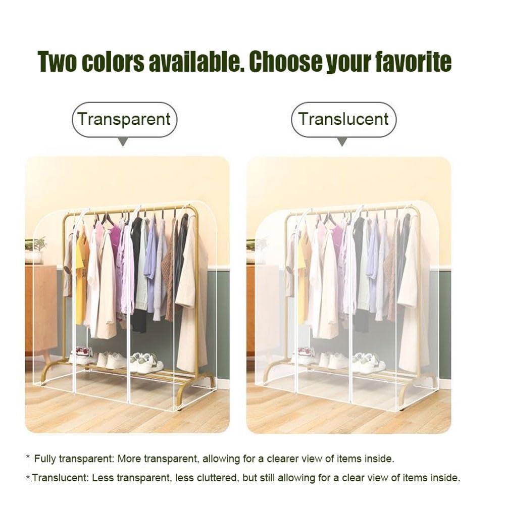 Funda translúcida de PEVA para ropa, protector de perchero a prueba de polvo para trajes y vestidos, 150 cm, protector antipolvo duradero para colgar ropa