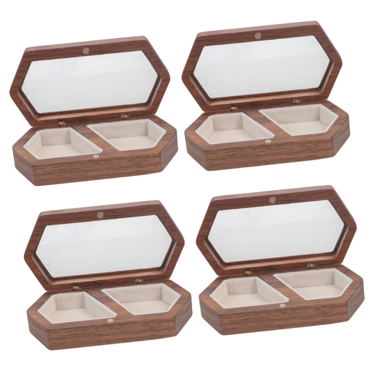 Cabilock Caja De 4 Uds Caja De Joyería Para Parejas Caja De Anillo Soporte Para Exhibición De Joyería Soporte De Anillo De Madera Cajas De Anillos De Boda Para Ceremonia Caja De