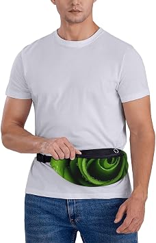 Green Rose Fanny Pack for Men Women Waterproof Waist Bags Large Crossbody Belt Bag Running Bum Bag