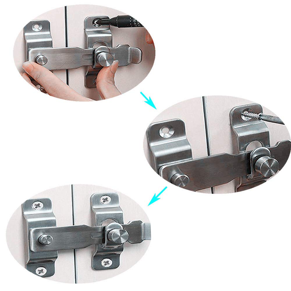 Chiavistello Per Porta In Acciaio Inox WENRENMK - 100x70x20 Mm, Con Viti, Per Porte Scorrevoli, Giardini E Interni