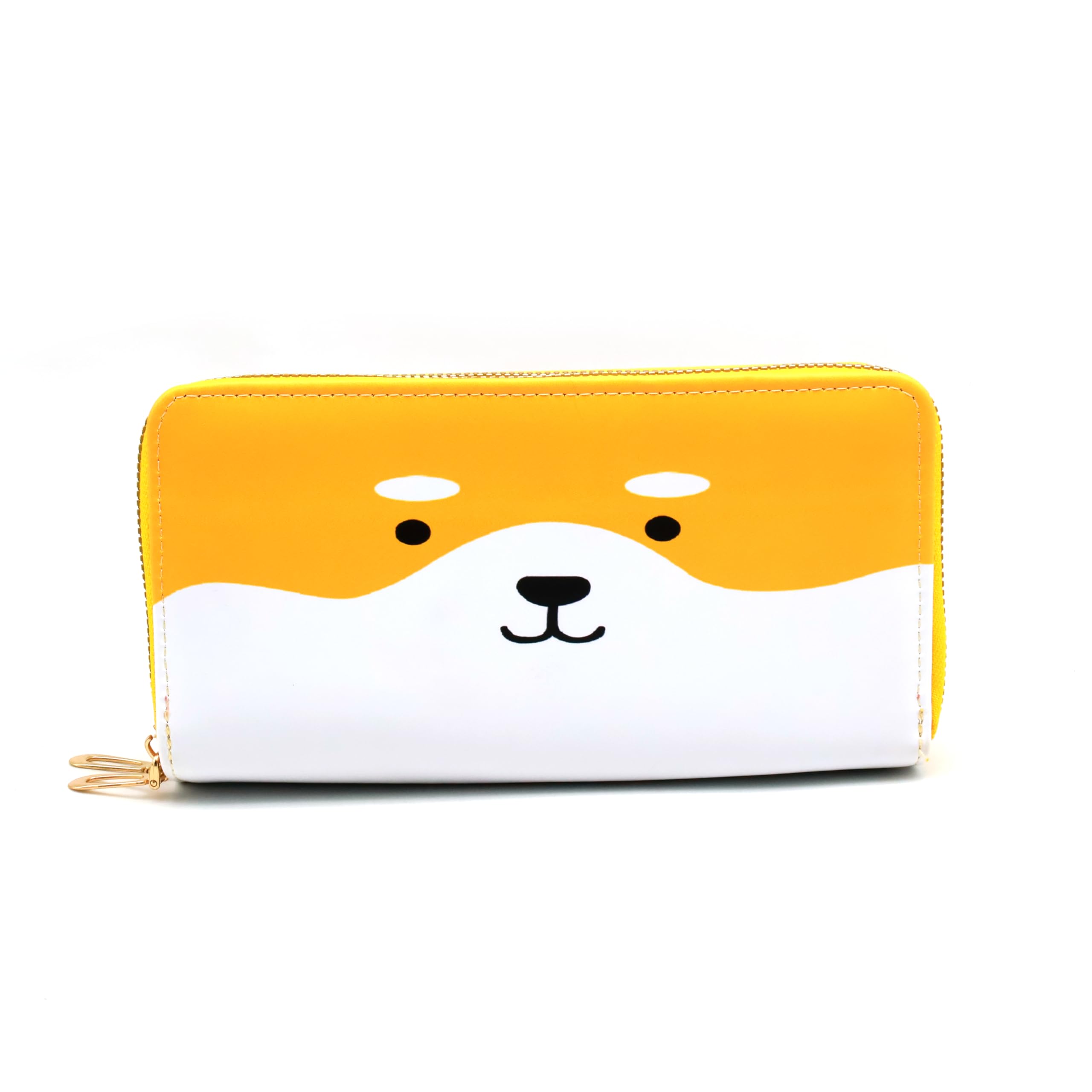 beginners prime Cute Doggy Teddy Design Dual Zipper Long Wallet for Women Stylish PU Leather Cartoon Hand Clutch Purse Multi Card Organizer with Coin and Currency Compartment - Yellow-picture-12