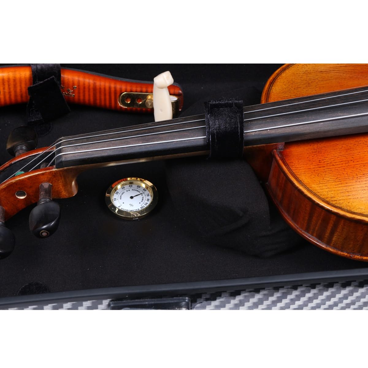 Custodia per Violino 4/4 in Fibra di Carbonio e Vetro, Oblunga, Forte e Luce, Borsa per Spartiti Musicali, Naturale (Nero)