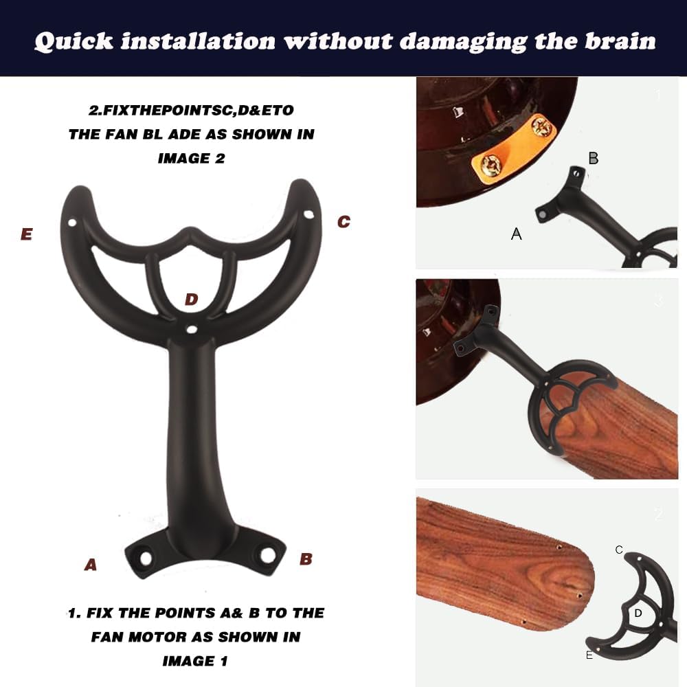 4 42' Replacement Ceiling Fan Blades Arms And 20 screws. (BLACK)