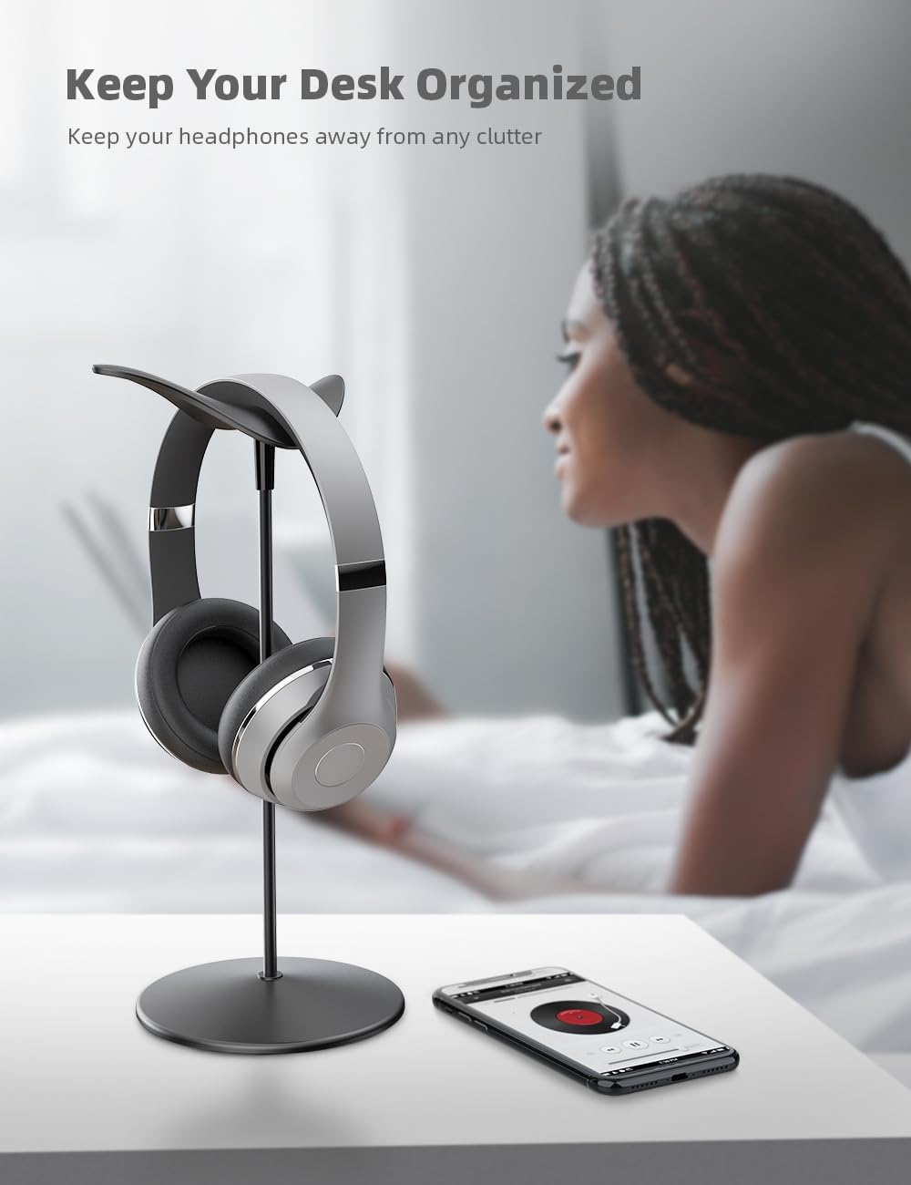 Lamicall Headphone Stand, Desktop Headset Holder - Desk Earphone Stand, for All Headsets Such as Airpods Max, HyperX Gaming Headphones, Beats, Senn heiser Music Headphones Gifts - Image 4