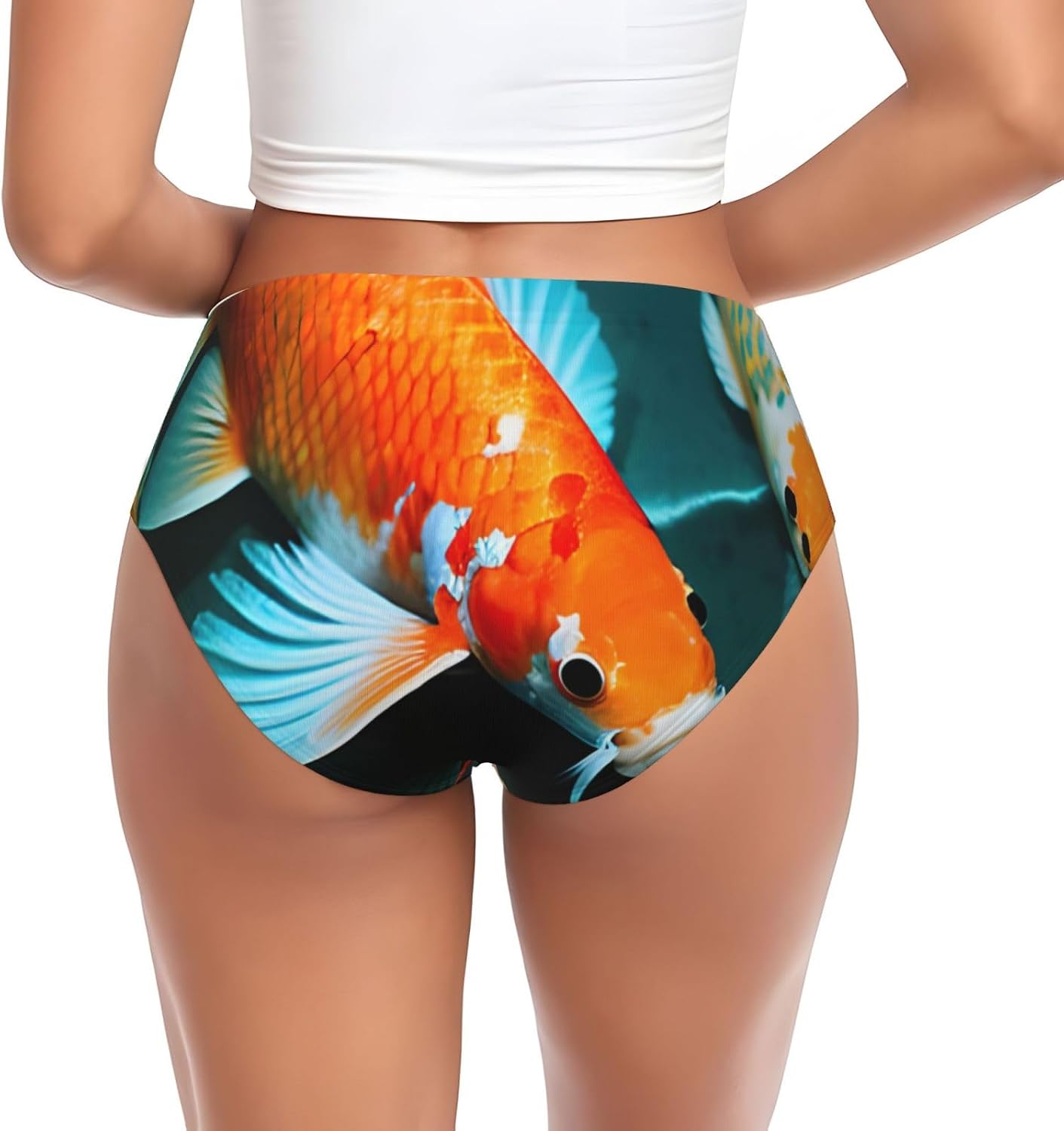 HD Koi Fish Print Women's Beyondsoft Stretch Breathe Briefs Underwear,Comfort Flex Panties