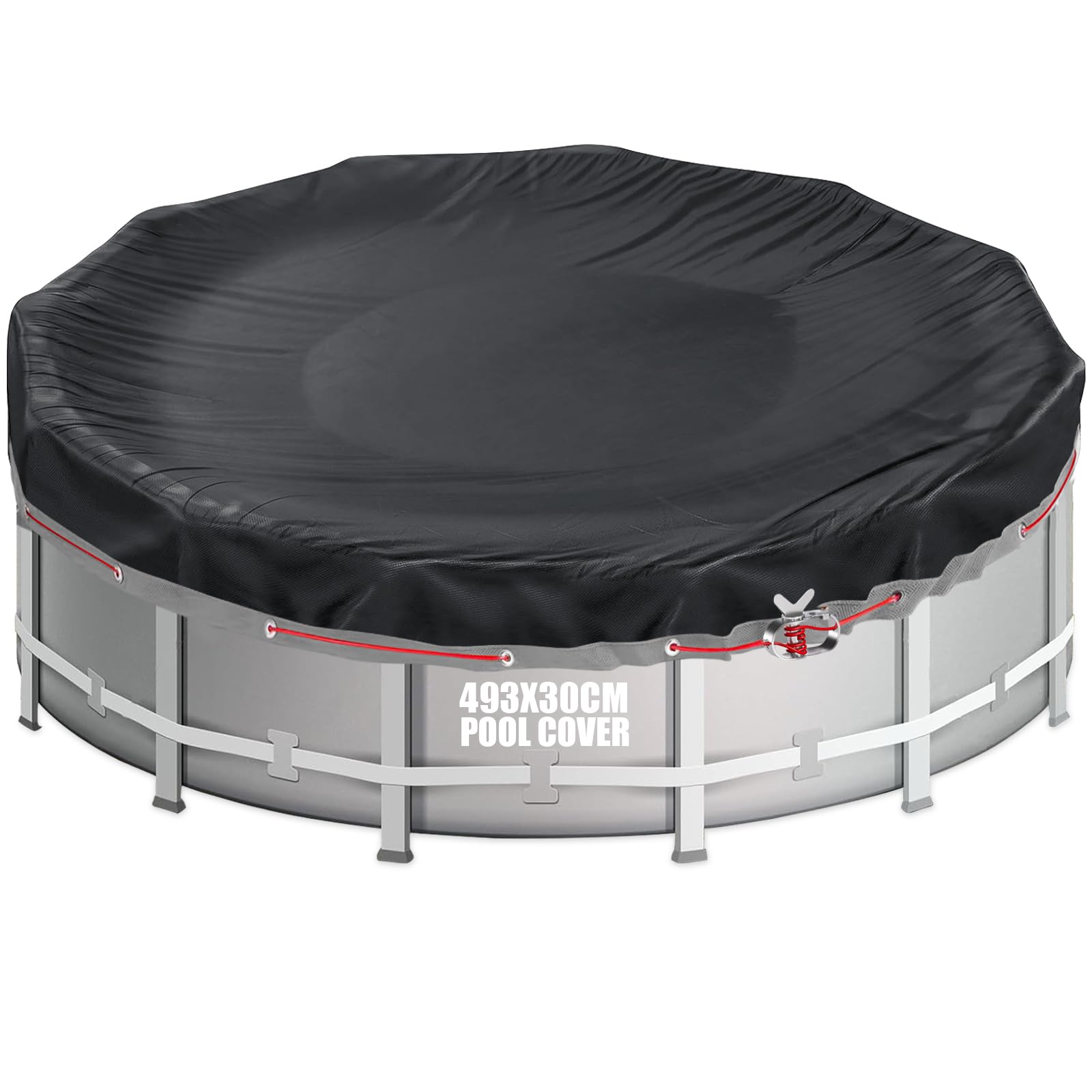 Aipwerer Poolabdeckung Rund für 244-305cm Pool | Pool Plane Ø310cm | Sommer & Winter Poolplane | Reißfest | Abdeckplane für INTEX & BESTWAY Pools