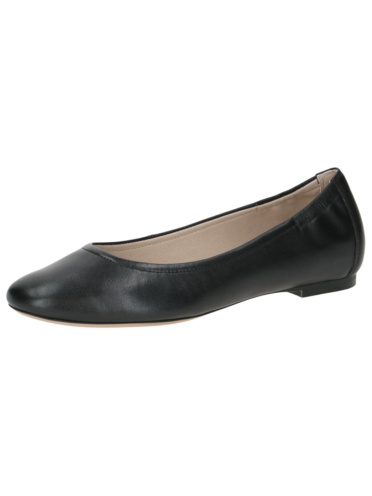 CAPRICE Women Ballet Flats Leather Elegant, Black (Black Nappa), 6.5 UK