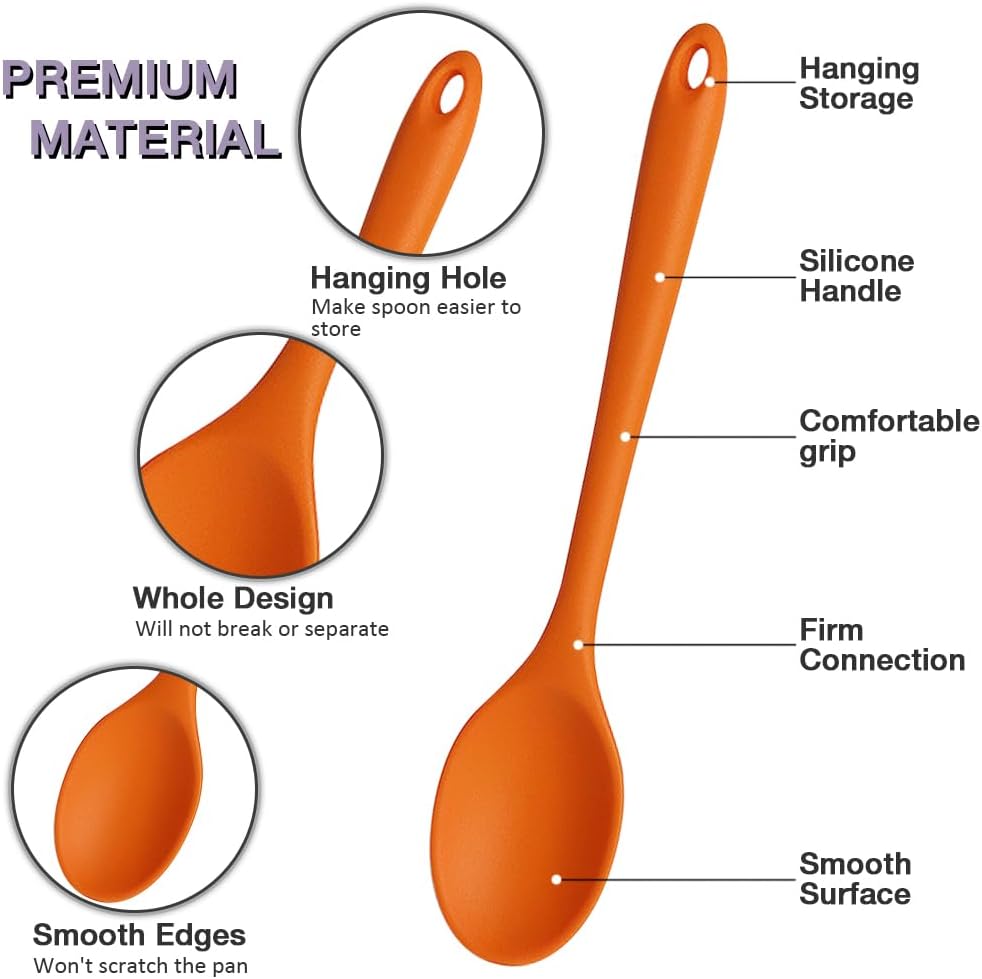 8 Inch Small Silicone Spoons 5pcs, Mini Spoon for Serving, Cooking image 4