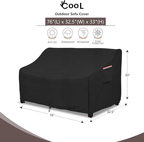 Miniatura 2 de okcool Funda resistente para sofá de patio, 100% impermeable, de 3 plazas, para exteriores de hasta 76 pulgadas de ancho x 32.5 pulgadas de