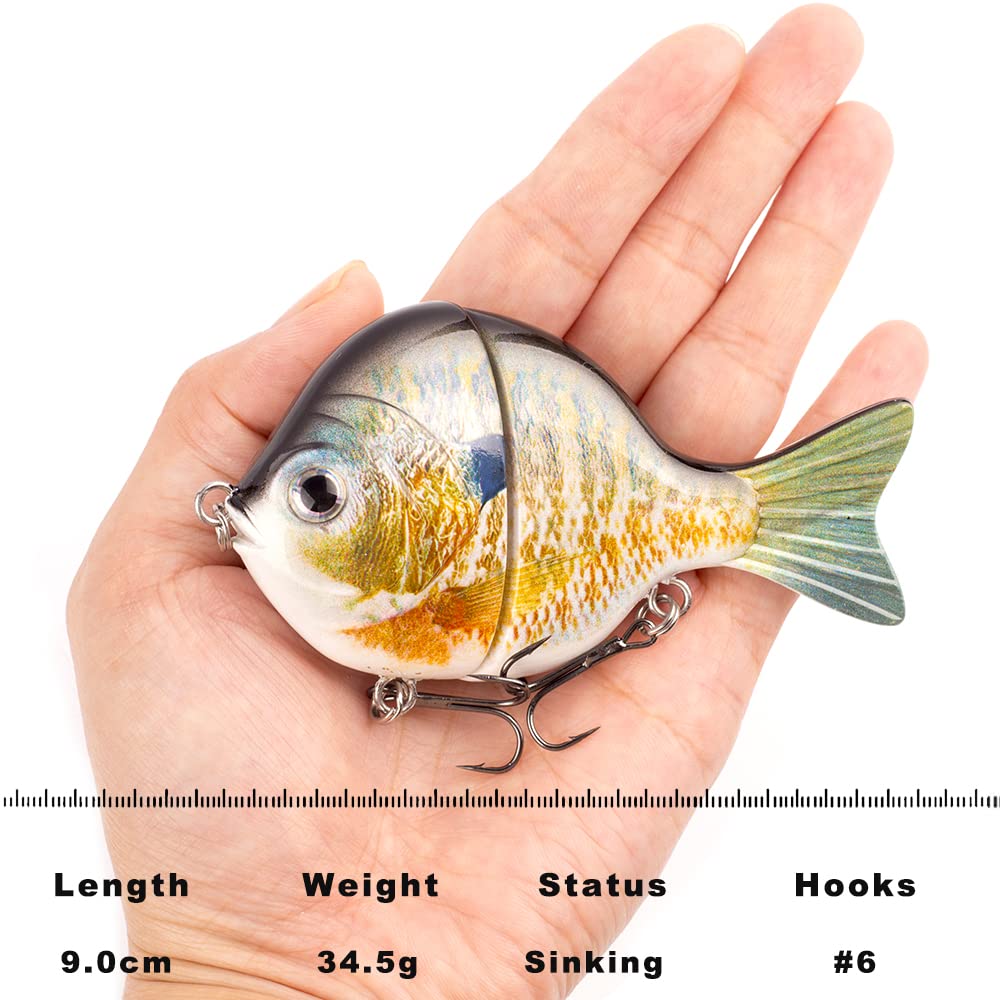CCL Y Bluegill 3.5” Swimbait Affondante – Esca Realistica Per Spigole, Bass E Lucioperca (34.5g)