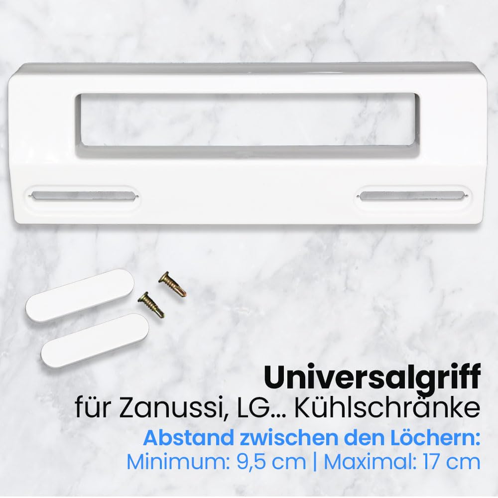 Universal Kühlschrank Türgriff Weiß - Verstellbar 9-17cm Lochabstand, Inkl. Montagematerial