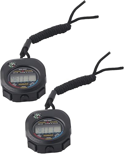 Miniatura 6 de 2 cronómetros LCD electrónico multifuncionales de mano, con fecha y hora y función de alarma, adecuado para deportes, correr, carreras, natación,